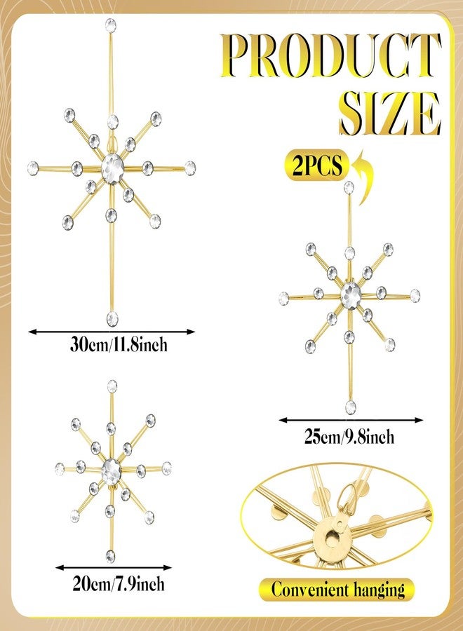 Shimeyao 4 Pcs Mid Century Wall Decor Modern Gold Celestial Starburst Wall Art Crystal 3D Hanging Bling Artwork 8 Pointed Atomic Stars Accent Sculptures Decorations for Living Room Home Bedroom - Image 3