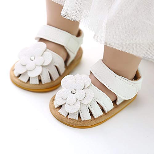 Meckior Baby Toddler Infant Girls PU Leather Soft Open Toe Summer Sandals Flower Princess Flat Shoes - Image 2