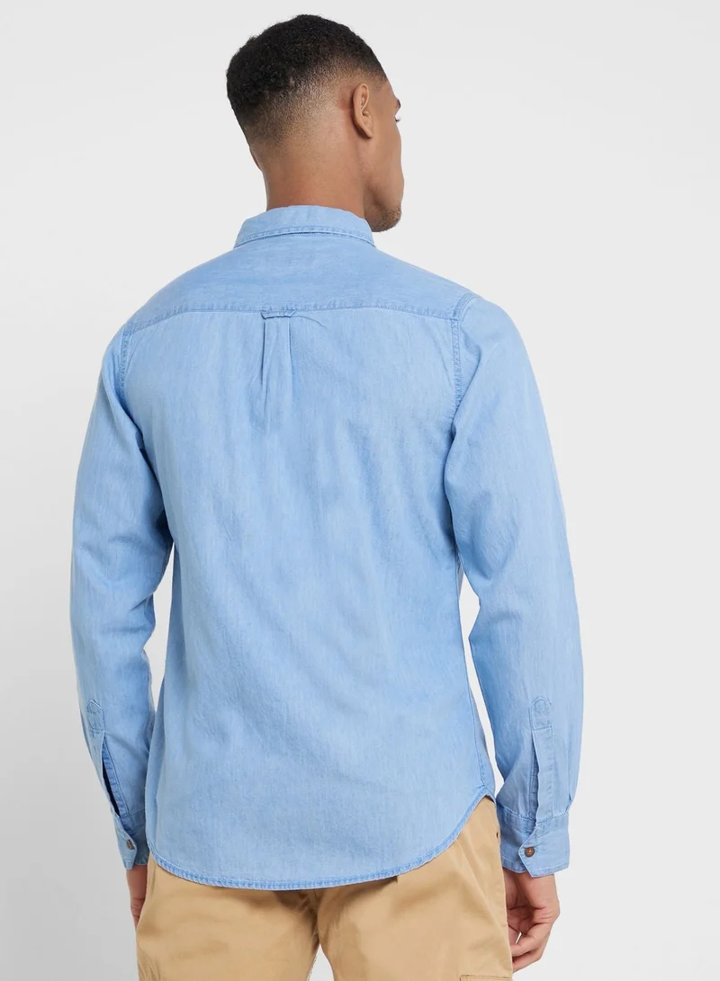 توماس سكوت قميص كاجوال رجالي توماس سكوت أزرق بقصة ضيقة ذكية