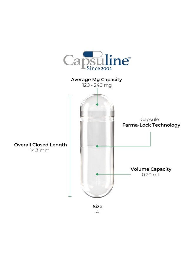 Capsuline Size 4 Empty Gelatin Capsules, Clear - 1000 Count | Gluten Free, Kosher, Non-GMO Certified | Pure Bovine Pill Caps For DIY Supplement Filling - Image 2