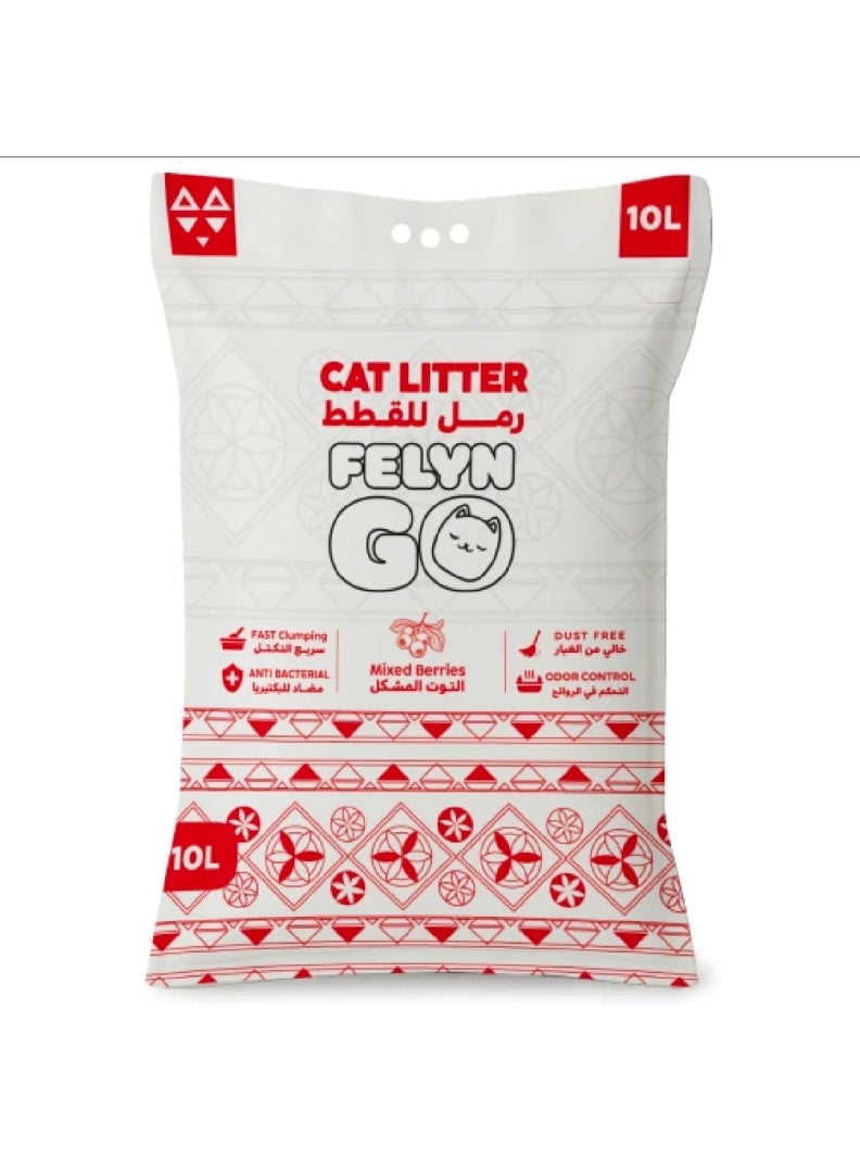 Felyn GO Mixed Berries Cat Litter 10L – Fast Clumping, Dust-Free & Antibacterial Formula – Long-Lasting Odor Control with Mixed Berries Scent