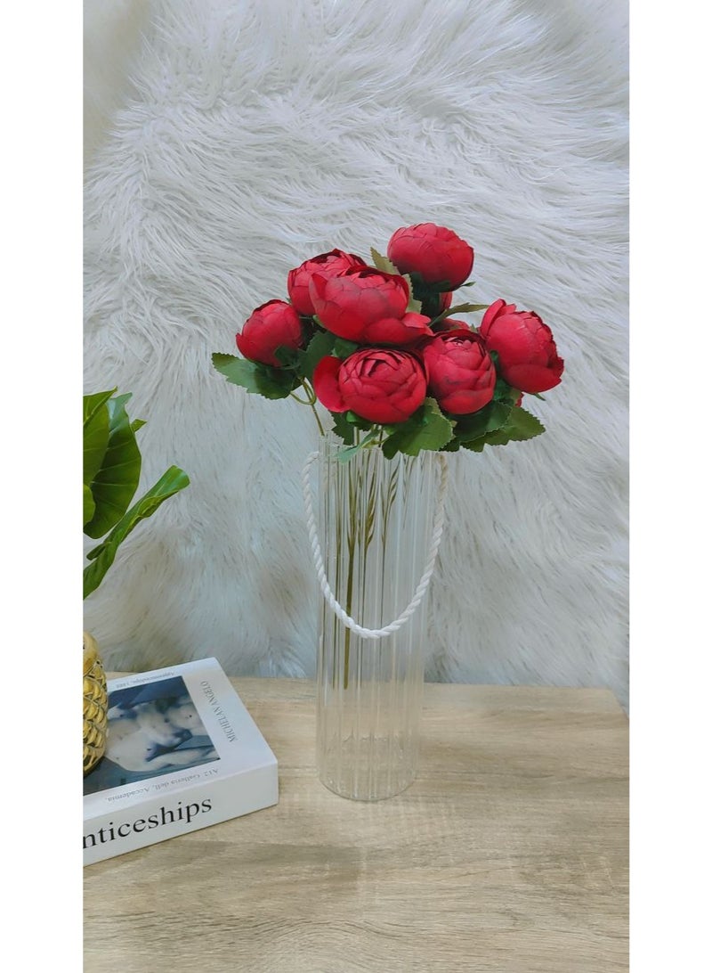 فازه زجاج مستورد بالورد  Size/30*10  - Image 4