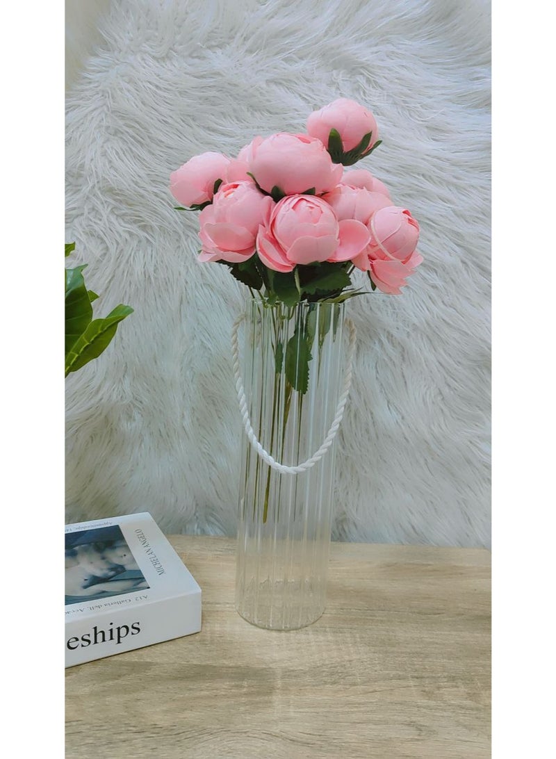 فازه زجاج مستورد بالورد  Size/30*10  - Image 2