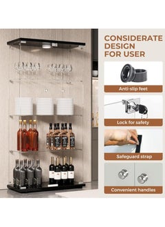 SS COHMJJY 4-Shelf Glass Display Cabinet with Double Doors, Curio Display Case with Display Lights & Lock, Tempered Glass Collectibles Display Cabinet for Bedroom, Living Room 64”x 32”x 14” Black  - Image 4