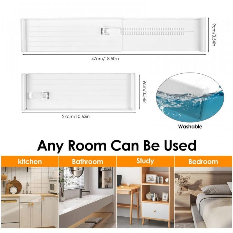 Ansawi 1Pc Plastic Grid Drawer Dividers White Adjustable Sock Underwear Dresser Drawer Organizer Divider for Stationary Storage - Image 3