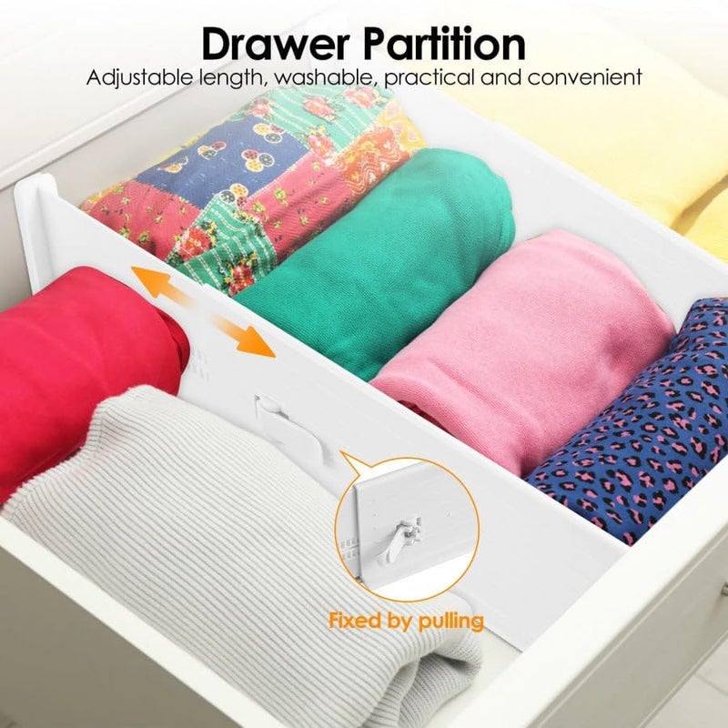 Ansawi 1Pc Plastic Grid Drawer Dividers White Adjustable Sock Underwear Dresser Drawer Organizer Divider for Stationary Storage - Image 5