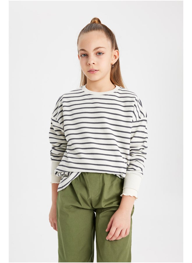 DeFacto - Girl Relax Fit Crew Neck Long Sleeve Knitted Sweat Shirt - Image 1