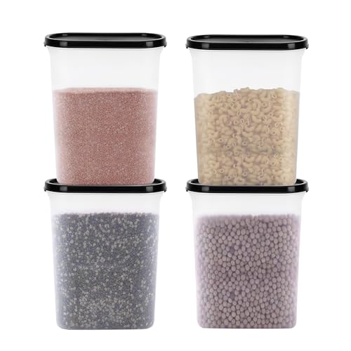 Cutting EDGE 2400ml Anti-Bacterial Modular Plastic Storage Container Set of 4, BPA-Free, Airtight Lid, Leakproof, Stackable Organizer for Pantry, Sugar, Flour & Grains (Black) - Image 1
