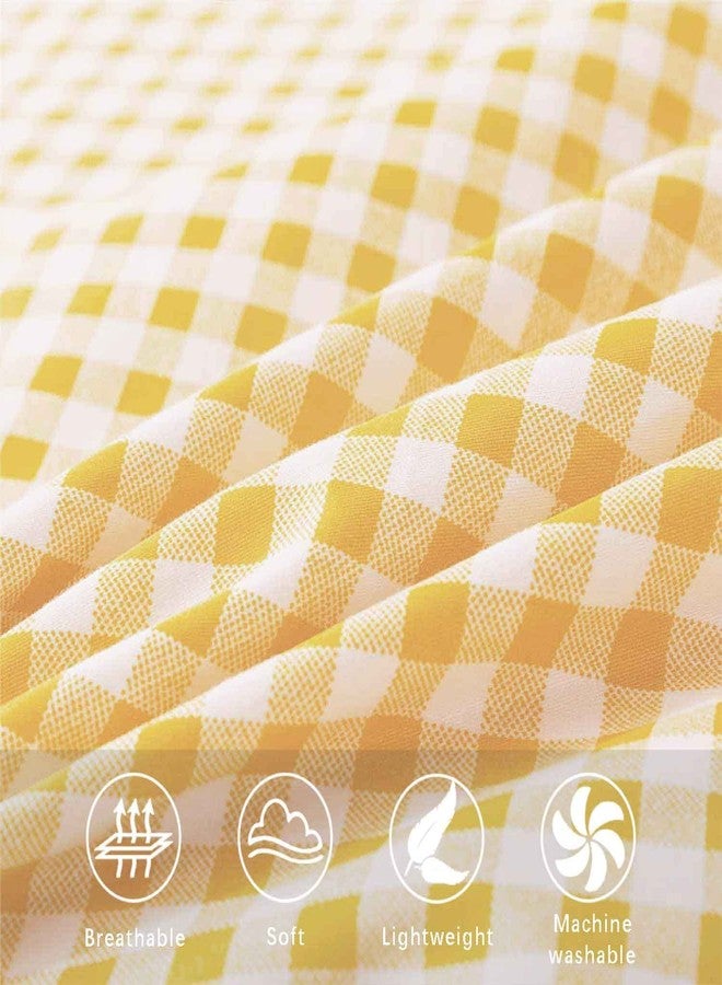 ETDIFFE Full Size Yellow Comforter Set, 3 Piece Farmhouse Gingham Grid Bed Set - Lightweight Buffalo Checkered Plaid Microfiber Down Alternative Comforter, 80x90 - Image 5