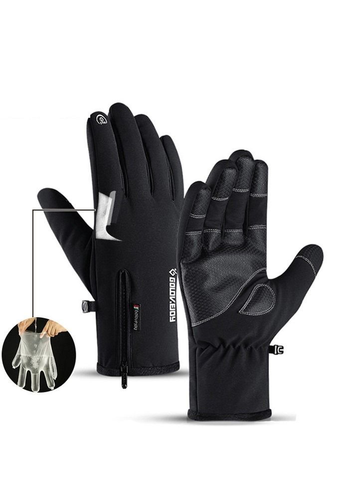 Golovejoy Winter Skiing Men And Women Outdoor Riding Waterproof Non Slip Plush Thickened Warm Gloves 
