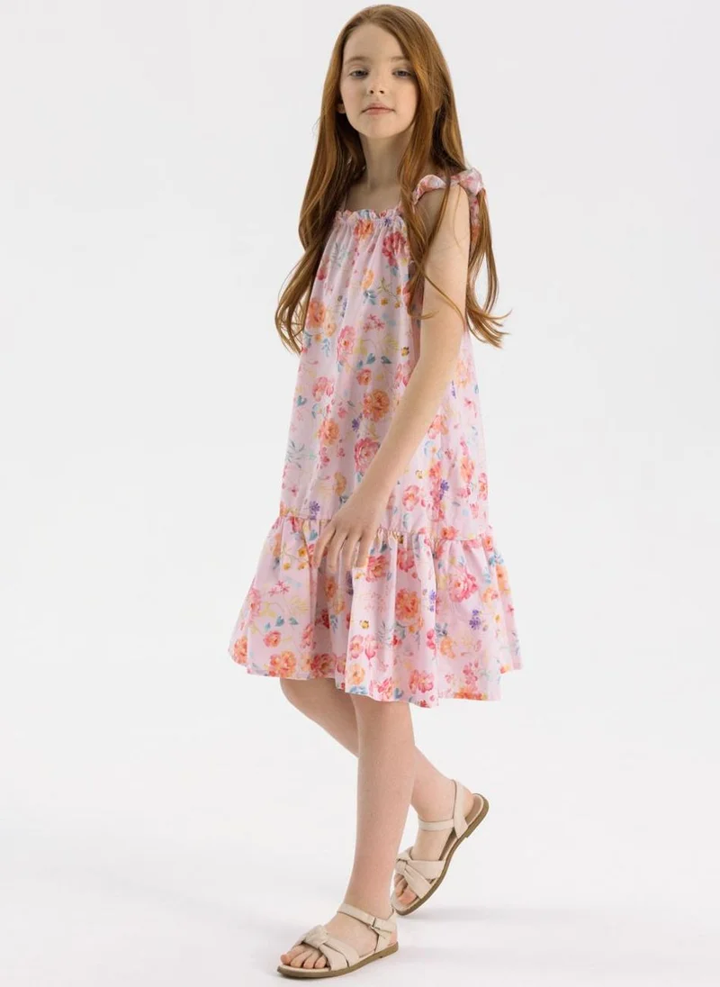 MINOTI Kids Girls Shoulder Strap Tiered Dress With Frill