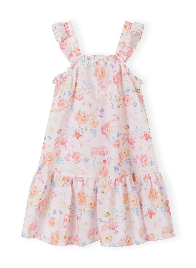 مينوتي فستان بناتي بدون أكمام بكشكشة وتنورة واسعة - Image 2