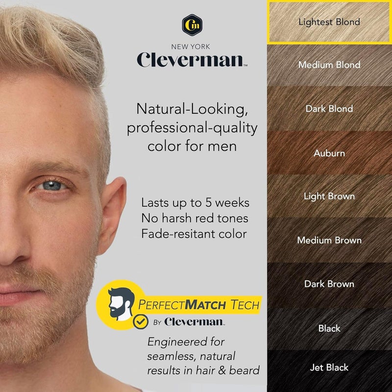 CLEVERMAN Lightest Blond Hair & Beard Dye for Men, All-in-One Reusable Kit - Men's Color For Natural-Looking Gray Coverage, Professional-Quality and Ammonia-Free - Image 5