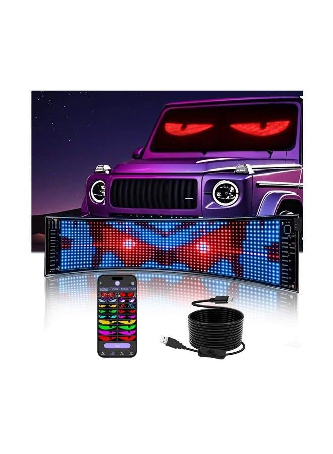 JDVOOTD Upgrade Bright 1PCS Devil Eyes for Cars Windshield - 15in x 4in [Upgraded Chip Two Screens 100% Synchronized] Programmable LED Eyes - Sized Cars/SUVs - Image 1