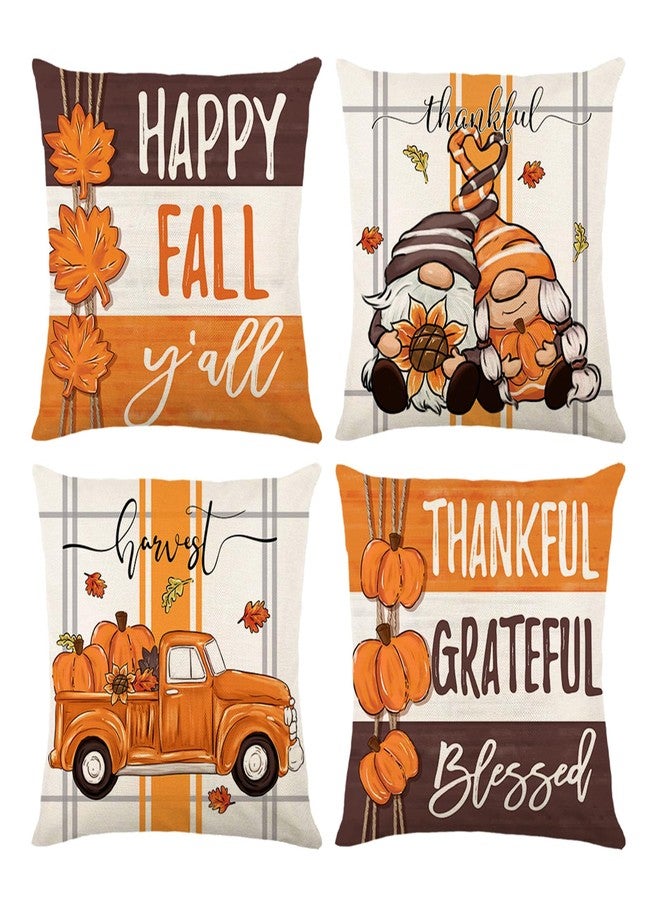 ONFAON Fall Decorations for Home, Fall Pillow Covers 18x18 Set of 4, Thanksgiving Decorations Autumn Cushion Case for Couch(Fall06) - Image 1