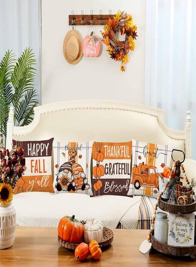 ONFAON Fall Decorations for Home, Fall Pillow Covers 18x18 Set of 4, Thanksgiving Decorations Autumn Cushion Case for Couch(Fall06) - Image 2