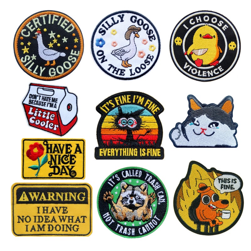 YLY Funny Patch,10Pcs Military Tactical Morale Embroidered Cute Animal Humorous Patches with Hook and Loop Fastener for Cap Bag Backpack Army Vest Helmet Jacket Hat Dog Harness Military Uniform - Image 1