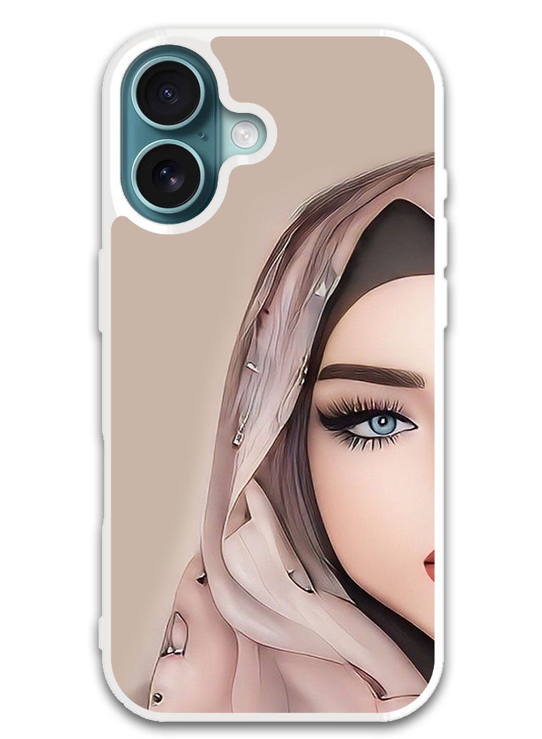 Theodor Protective Case Cover For APPLE IPHONE 16 Plus Girl Half Face (White Bumper) - Image 1