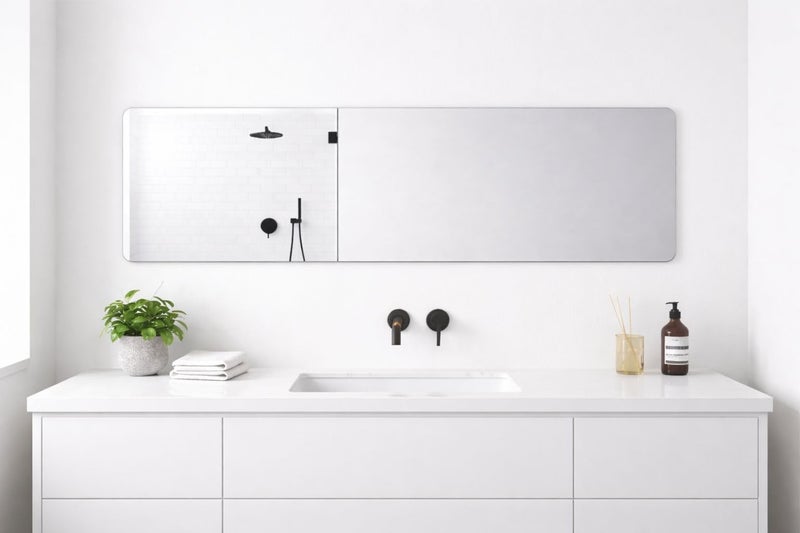 Wall Mounted Mirror Sticker Frameless, Self Adhesive Bathroom Mirror, Decorative Modern Mirror, Durable 2mm Thickness, Multi Sizes (120x40cm) - Image 1