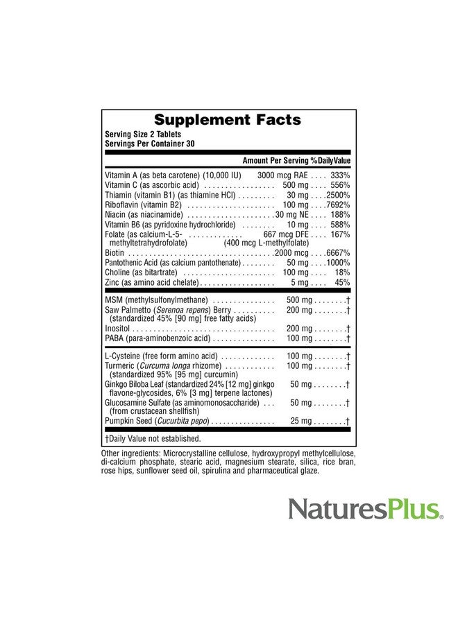 Nature's Plus Naturesplus Men Ultra Hair Plus Sustained Release 60 Tablets Allnatural Hair Growth Supplement For Men Promotes Fuller Healthier Hair Glutenfree 30 Servings - Image 5