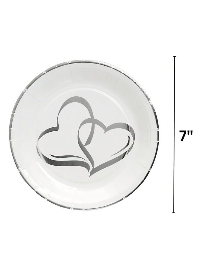 Fun Express Two Hearts Foil Dessert Plates - 25 Paper Plates -Wedding Party Supplies - Image 3