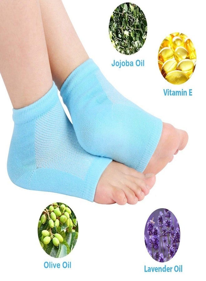 SEASPIRIT Unisex Silicone Gel Heel Socks with Spa Botanical GelPad (cotton blue Gel Heel Socks with Spa Botanical) - Image 2