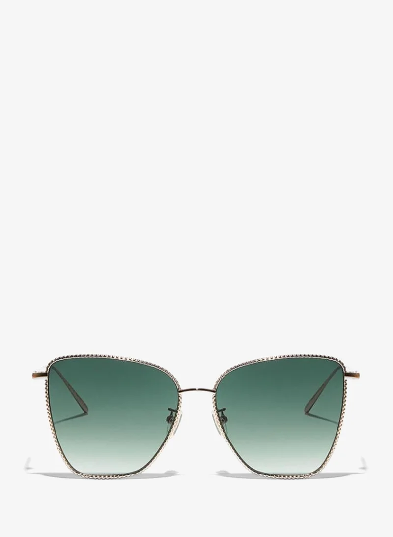 30Sundays DAHLIA Women Green Sunglasses - Frame Material: Metal - Lens Color: Green- Frame Color: Rose Gold - Full Rim