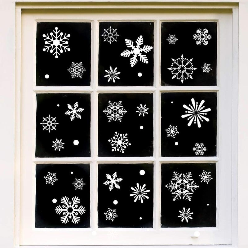 Hidreas 195 PCS Snowflickflics عيد الميلاد تلصق ملصقات ملصقات ملصقات نافذة عيد الميلاد شارات 8 أوراق - Image 5