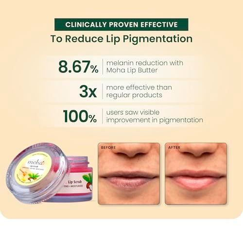 Moha Lip Scrub for Pigmented, Dry, Dark & Chapped Lips | Reduce Darkness & Wrinkles with Shea Butter, Honey, Vitamin C & E | Long Lasting, Non-Sticky, Brightens Complexion, Restores Natural Color & Soft & Smooth Lips – 12 GM (Pack of 1) - Image 2