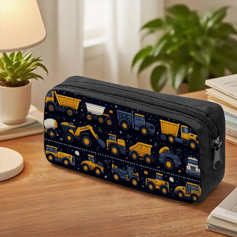 1 Pc Engineering Vehicles Pencil Case Large Capacity Pouch Inspirational Stationery Storage Box 8 66x4 72x1 97 Inches Ideal Gift For Truck Fans - Image 1