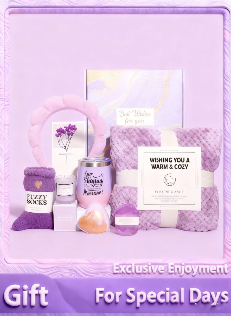 Thoraya Birthday Gifts for Women, Get Well Soon Gifts, Relaxing Spa Care Package with Luxury Flannel Blanket - Valentines, Mothers Day,  Gifts for Women, Mom, Wife, Girlfriend, Friends, Sis - Image 1