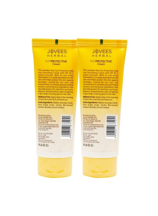 Jovees Herbal Sun Protective Sunscreen SPF 40 | Lightweight, Quick Absorbing and Oil Free - UVA/UVB Protection | Normal to Dry Skin Type | Paraben & Alcohol Free 50g (Pack of 2) - Image 2
