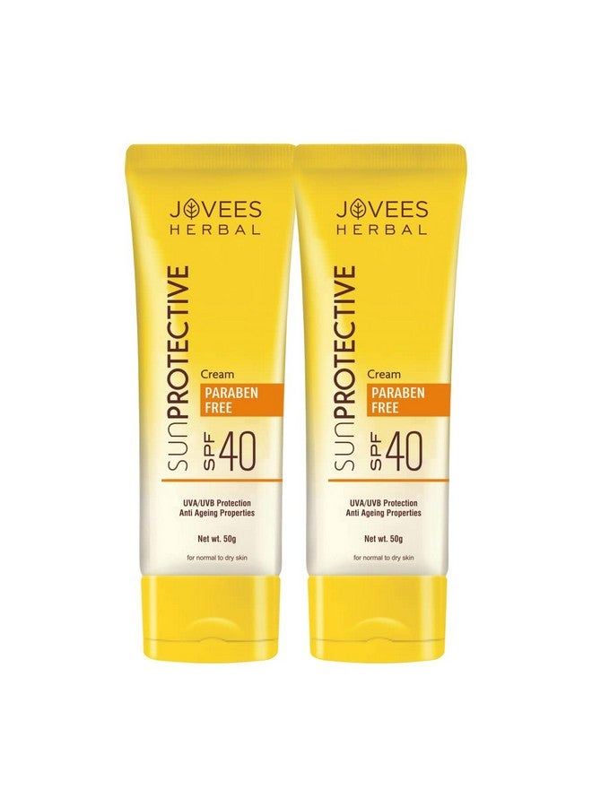 Jovees Herbal Sun Protective Sunscreen SPF 40 | Lightweight, Quick Absorbing and Oil Free - UVA/UVB Protection | Normal to Dry Skin Type | Paraben & Alcohol Free 50g (Pack of 2) - Image 1