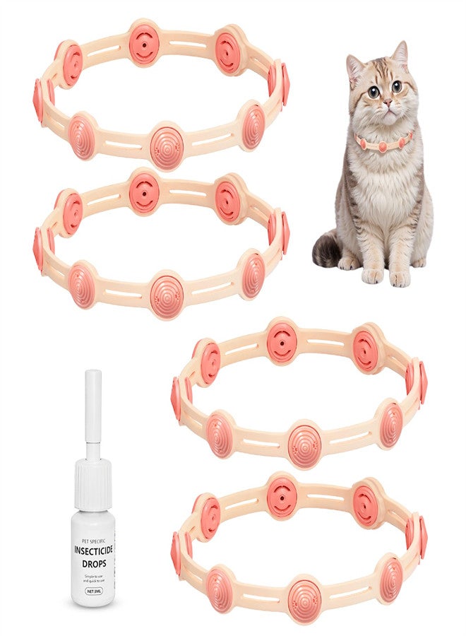 Flea Collar for Cat Kittens 32 Months Cat Flea and Tick Collar Protection 4 Pack Adjustable Flea Collar for Cats with Essential Oils Flea and Tick Prevention for Cats Collar - Image 1