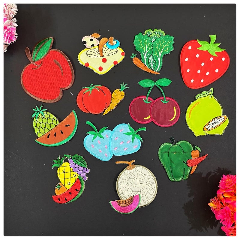 Embroidered Mix Fruits Vegetables Appliques Patches Sew onIron on Patches for Kids Bags Clothes Caps Shoes TShirt Jeans Dress Crafts DIY Combo 12 Piece  - Image 3