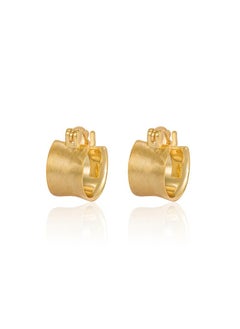 18K Gold Matte Curved Earrings For Women