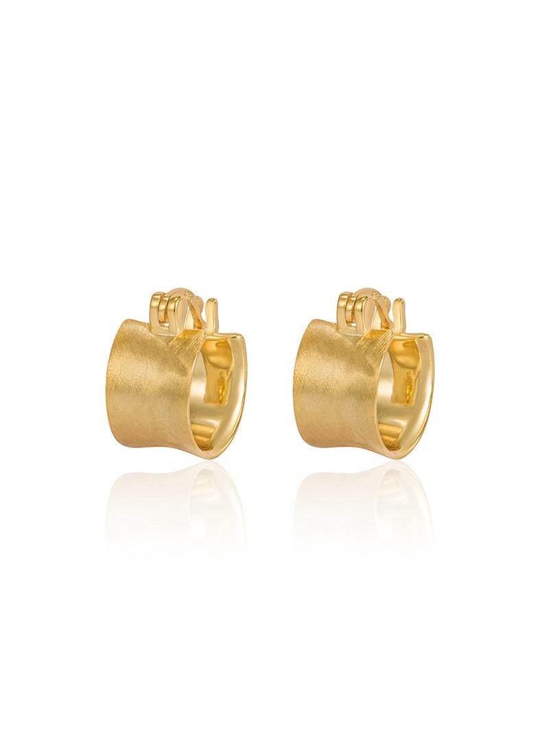 Y&D - 18K Gold Matte Curved Earrings For Women - Image 1