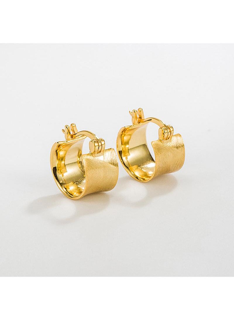Y&D - 18K Gold Matte Curved Earrings For Women - Image 1