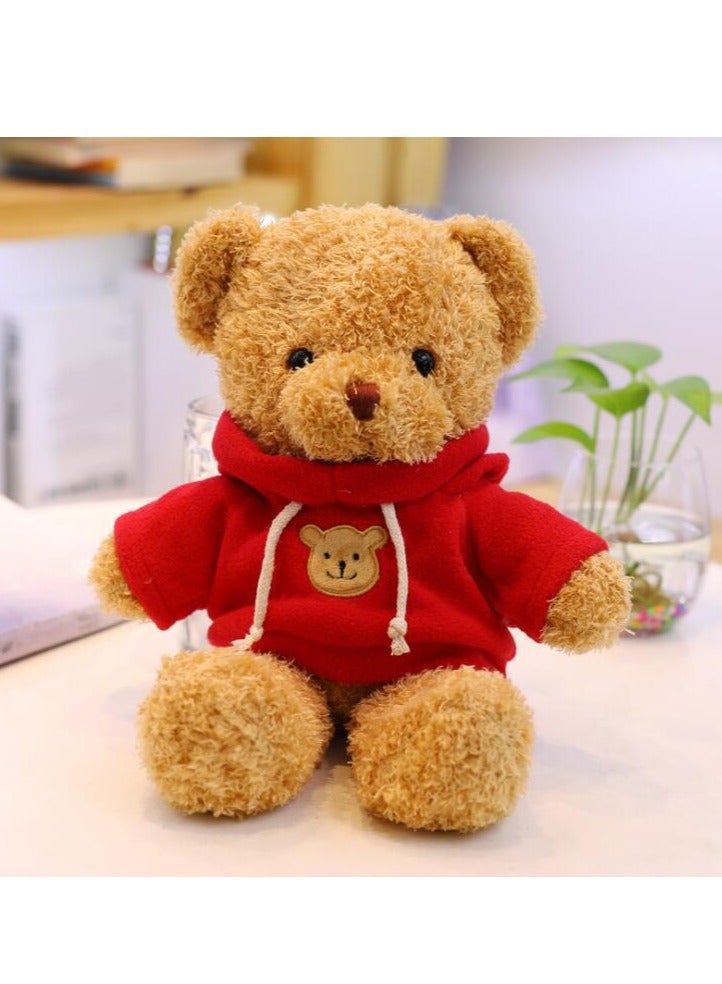 xozgdovg Cute teddy bear plush toy doll red hoodie 