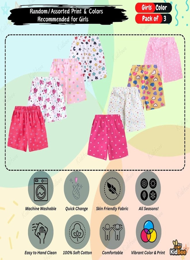 Kidbee Boys & Girls Cotton Shorts (Pack of 3) (0-6 Months, SRT-426-Girls-Color-3pc) - Image 4