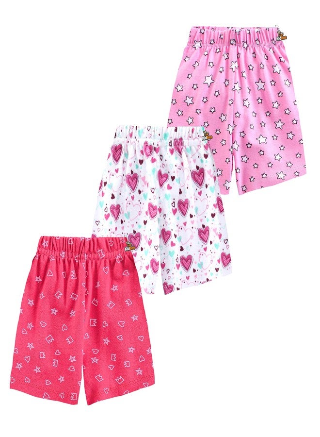 Kidbee Boys & Girls Cotton Shorts (Pack of 3) (0-6 Months, SRT-426-Girls-Color-3pc) - Image 2