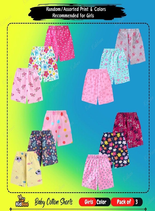 Kidbee Boys & Girls Cotton Shorts (Pack of 3) (0-6 Months, SRT-426-Girls-Color-3pc) - Image 3