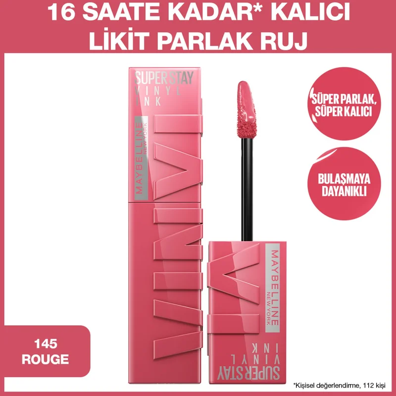 MAYBELLINE NEW YORK Super Stay Vinyl Ink Long Lasting Liquid Shiny Lipstick 145 Rogue