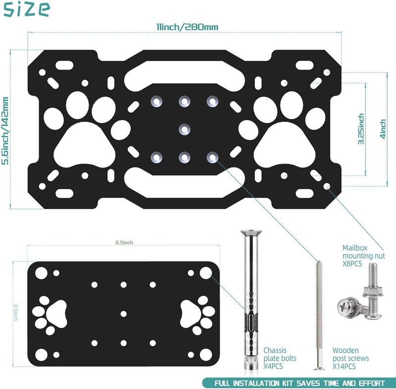 YOEXON Mailbox Mounting Plate 4X4 Post Mailbox Mounting Bracket Mailbox Mounting Kit Post Mailbox Mounting Kit High Load Capacity in-Floor Mailbox Metal Plate - Image 2