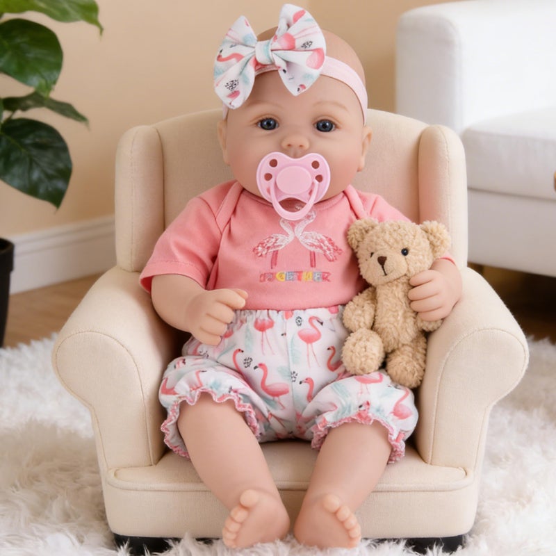 Milidool Realistic Reborn Baby Dolls Girl Realistic Baby Dolls Girl Real Looking 18 inch Doll with Soft Poseable Body Lifelike Newborn Baby Doll Kids Gift for 3 Years Old - Image 3