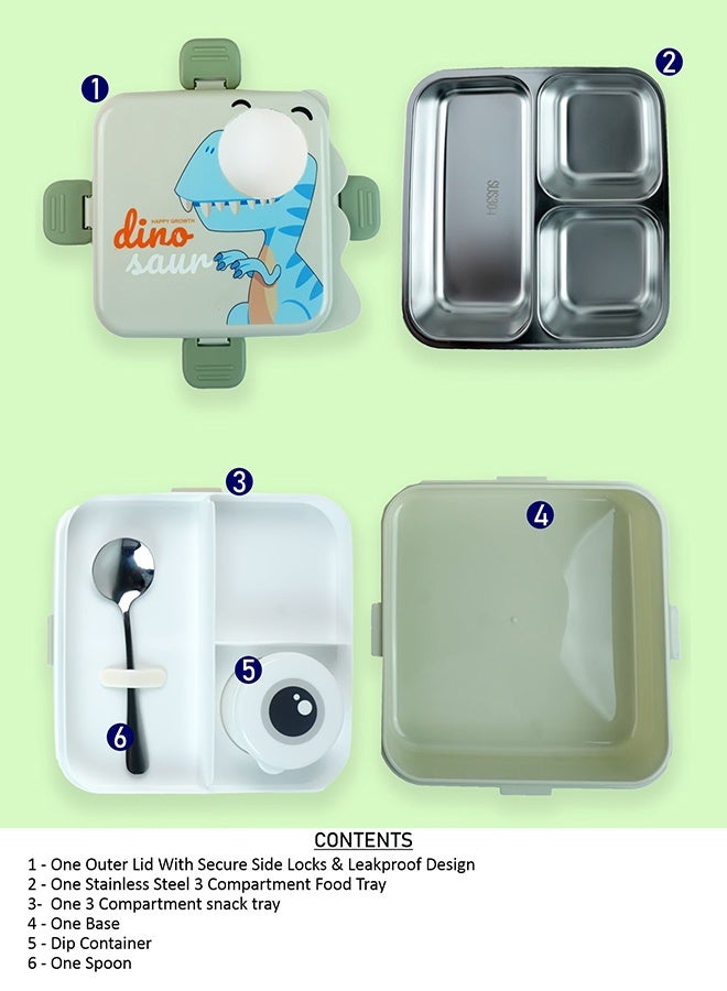 LITTLE SURPRISE BOX Little Surprise Box,Olive One Eye Stainless Steel Lunch Box For Kids - Image 5