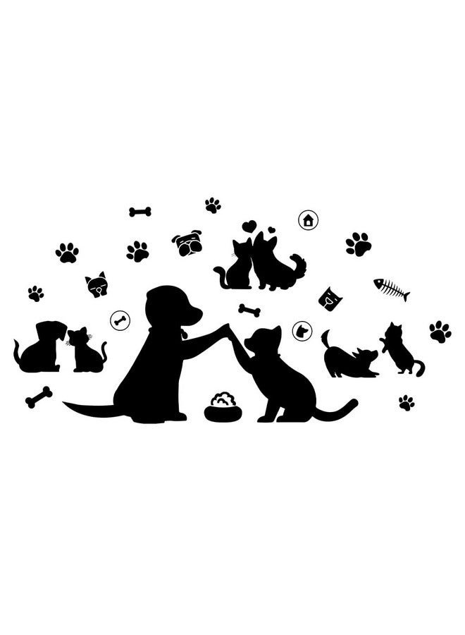 SUPERDANT Black Cat Dog Wall Sticker Paw Prints Cat Lover Wall Decals Vinyl Animal Decor for Living Room Porch Pet Lover Bedroom Nursery Kids Room Decor Home Art - Image 1