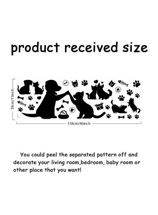 SUPERDANT Black Cat Dog Wall Sticker Paw Prints Cat Lover Wall Decals Vinyl Animal Decor for Living Room Porch Pet Lover Bedroom Nursery Kids Room Decor Home Art - Image 2