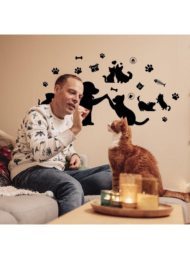 SUPERDANT Black Cat Dog Wall Sticker Paw Prints Cat Lover Wall Decals Vinyl Animal Decor for Living Room Porch Pet Lover Bedroom Nursery Kids Room Decor Home Art - Image 3