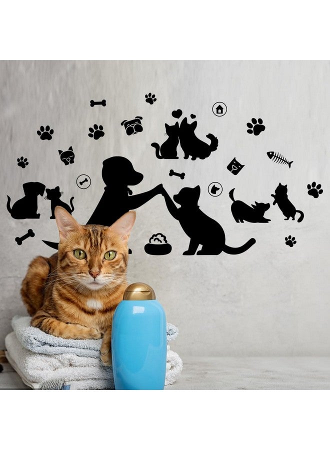 SUPERDANT Black Cat Dog Wall Sticker Paw Prints Cat Lover Wall Decals Vinyl Animal Decor for Living Room Porch Pet Lover Bedroom Nursery Kids Room Decor Home Art - Image 4